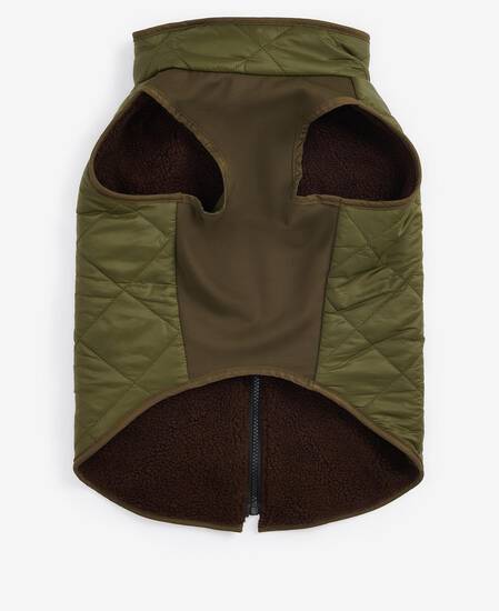 Reversible Quilted Dog Coat Olive-Brown