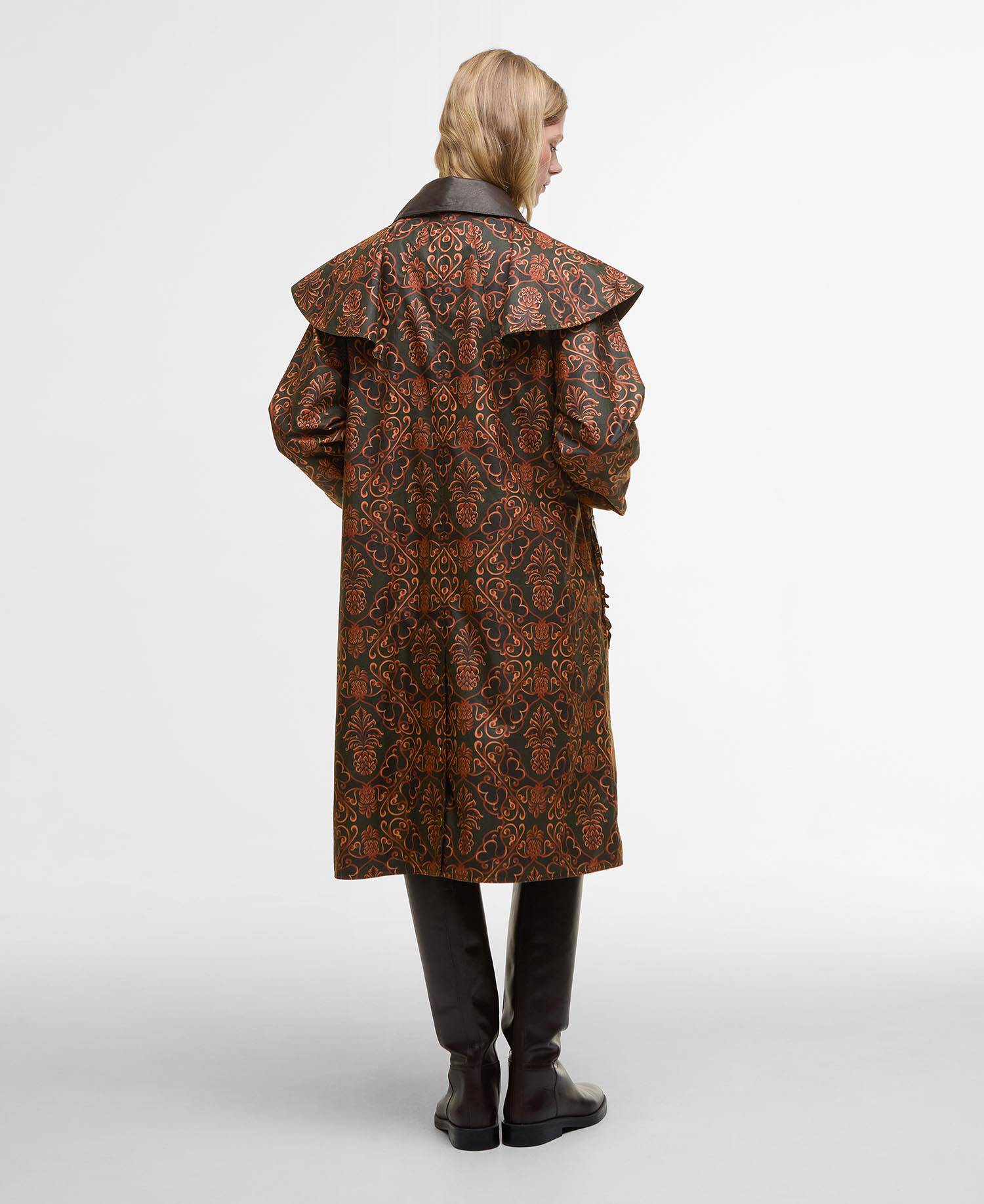 Barbour FARM Rio Luana Waxed Jacket Pineapple/Green Heart Print image number 2