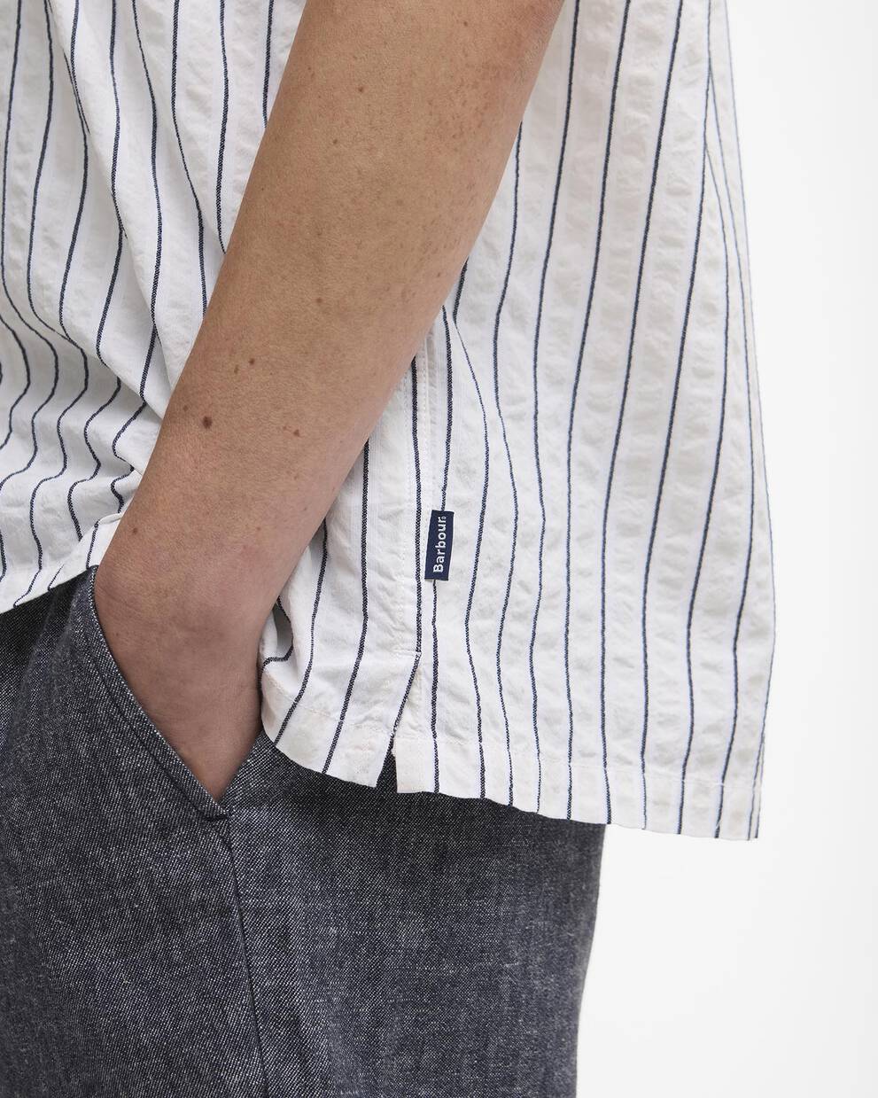 Camicia Park a maniche corte in seersucker con motivo a righe