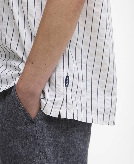 Camicia Park a maniche corte in seersucker con motivo a righe Whisper White