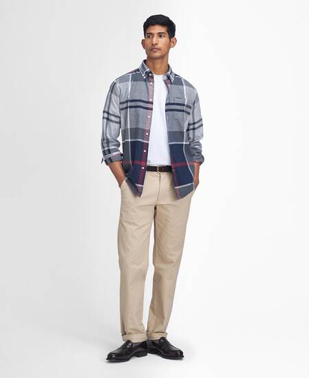 Dunoon Tailored Long-Sleeved Shirt Blue Granite
