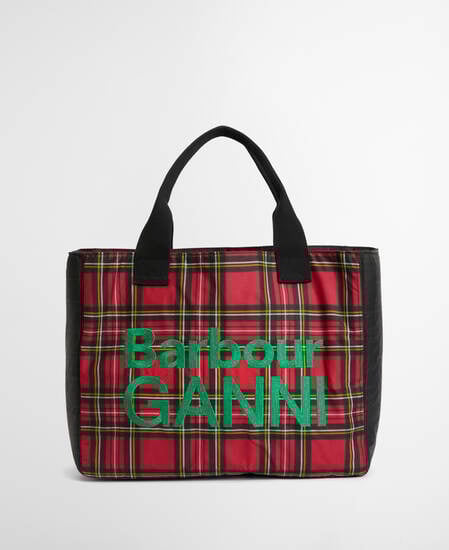 Barbour x GANNI Waxed Tote Bag Classic/Royal Stewart Tartan