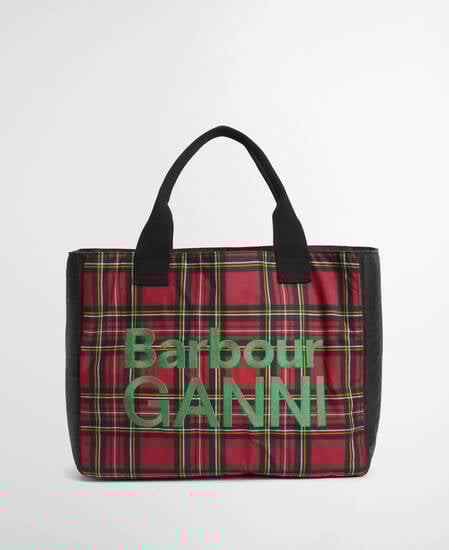 Barbour x GANNI Waxed Tote Bag Classic/Royal Stewart Tartan