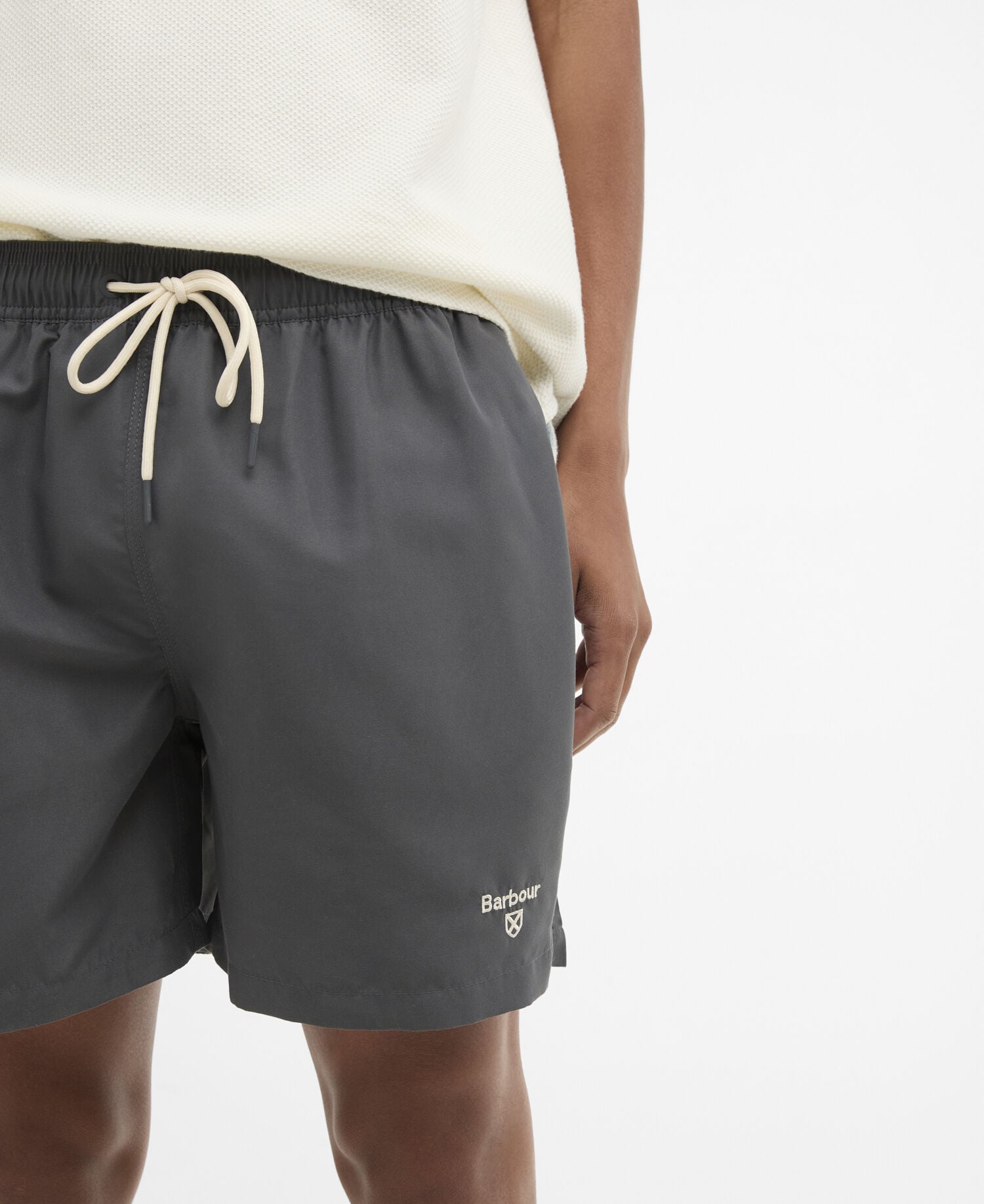 Water Reactive Leaf Print Swim Shorts Asphalt