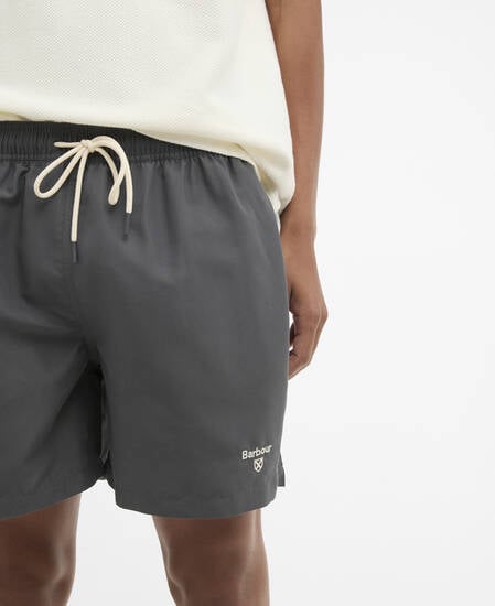 Water Reactive Leaf Print Swim Shorts Asphalt