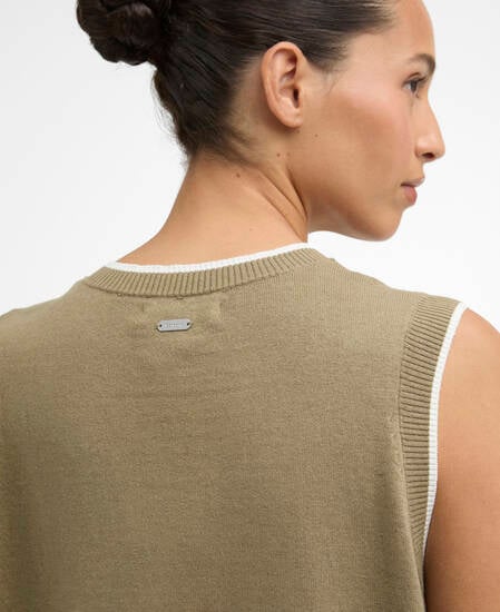 Maia Knitted Vest Bleached Olive/Cloud