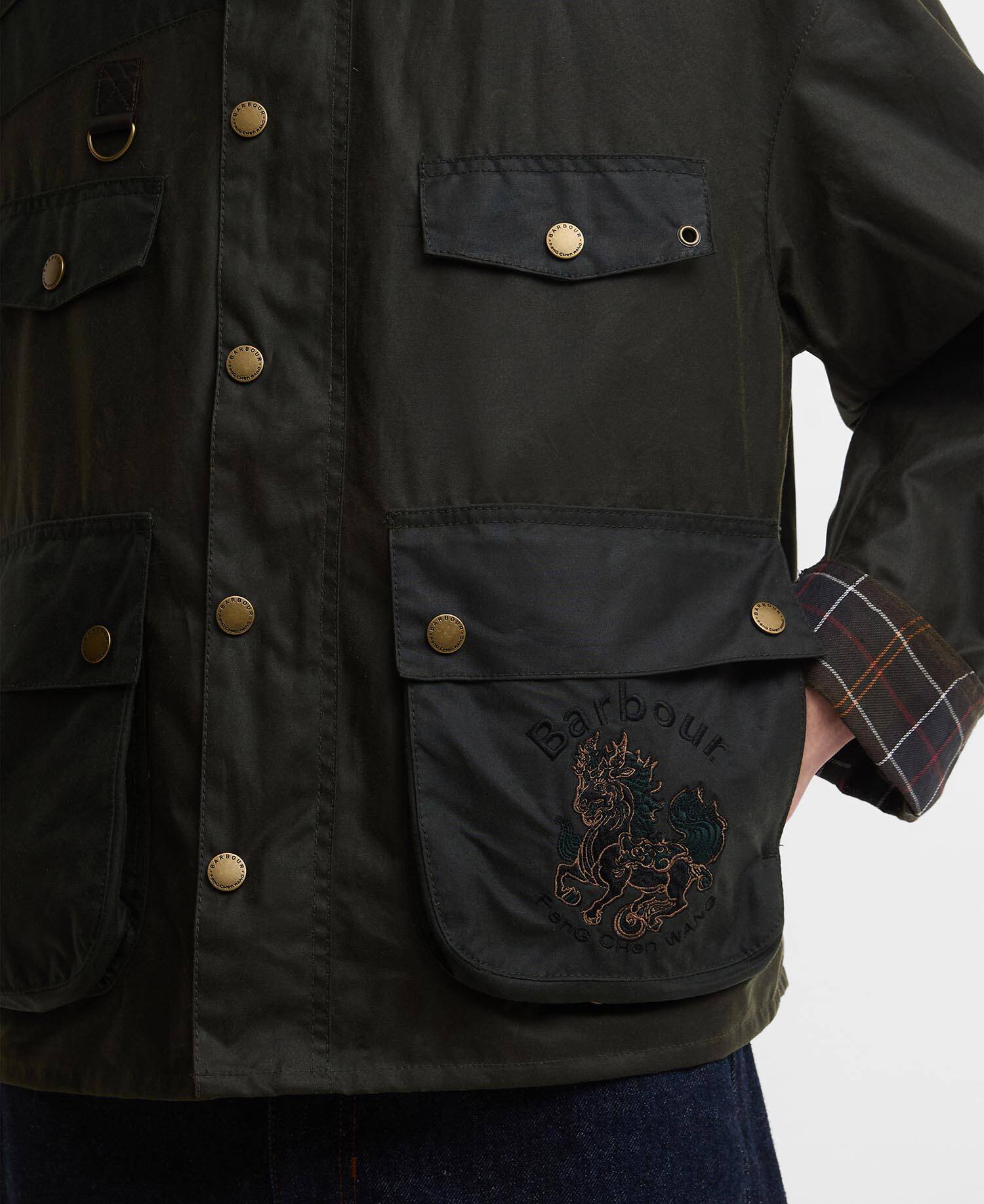 Barbour x Feng Chen Wang Porter Waxed Jacket Archive Olive image number 7