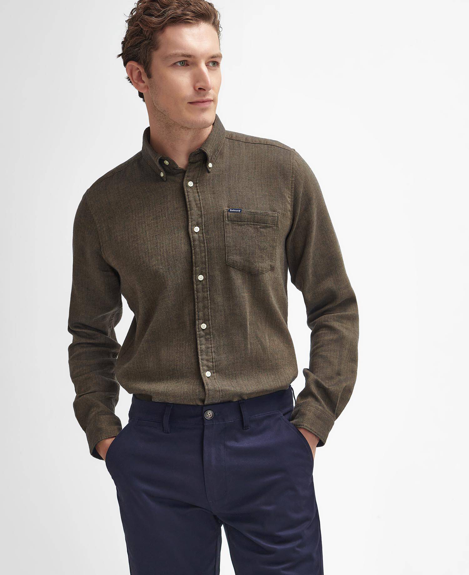 Suede Sateen Tailored Trousers Dark Navy image number 3