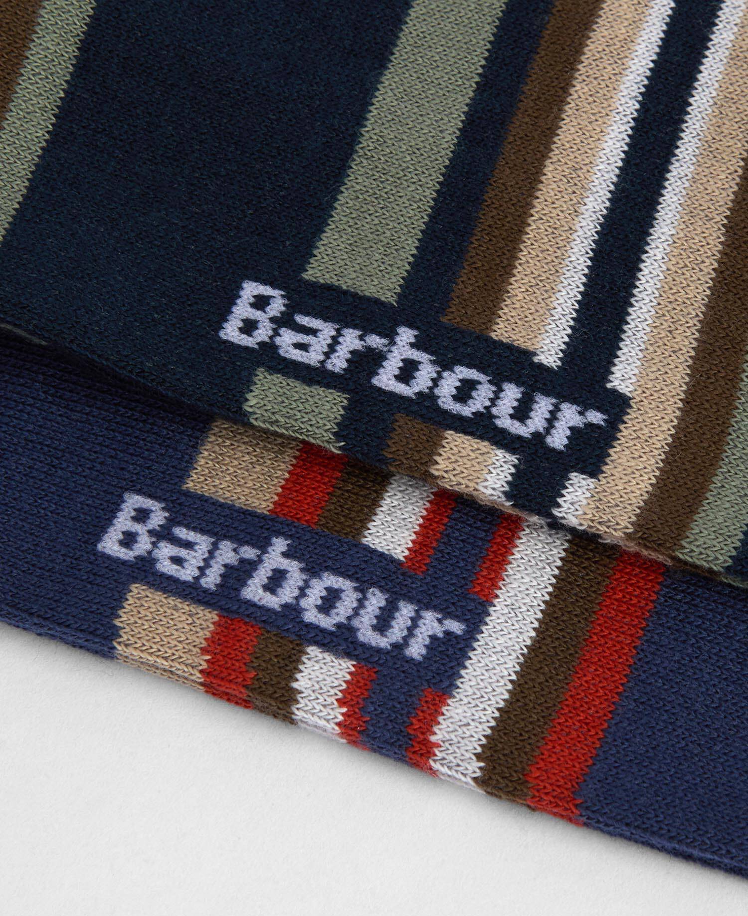 Summer Stripe 2 Pack Socks Multi Stripe Navy/Green image number 2
