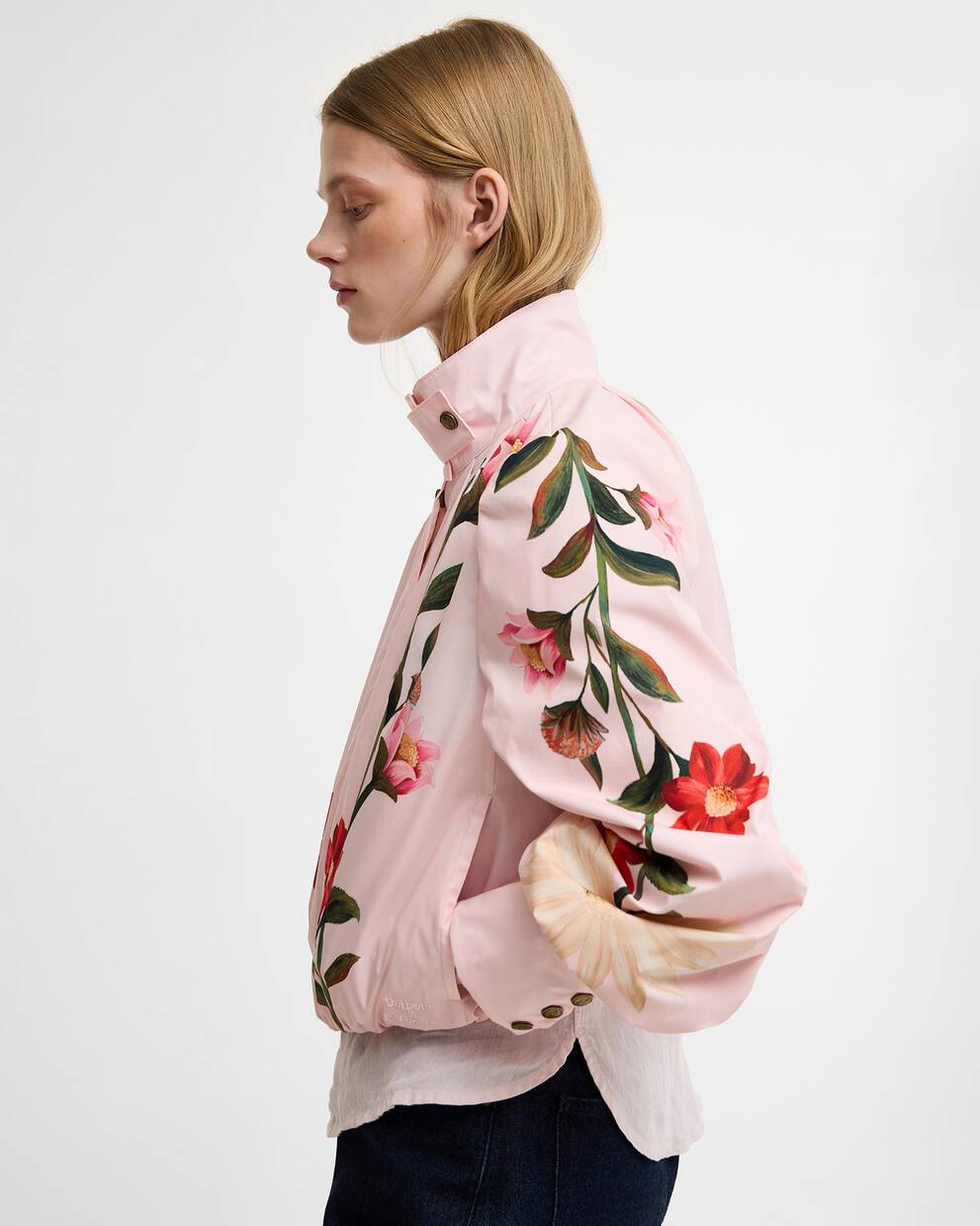 Barbour FARM Rio Madelena Showerproof Jacket Pink Edens Bloom/Cream Flower