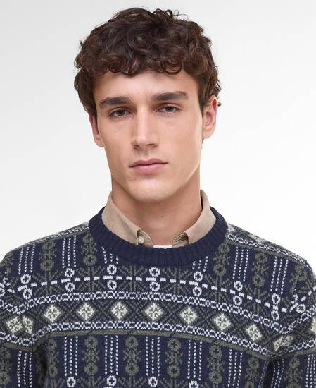 Grangetown Fair Isle Crew Neck Jumper Inky Blue