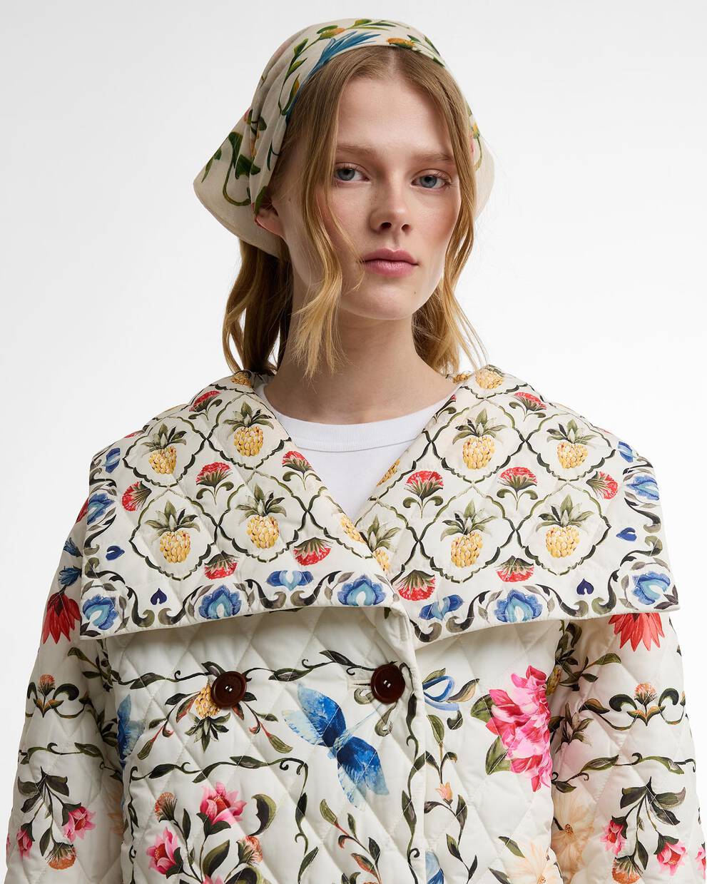 Barbour FARM Rio Azelia Quilted Jacket Cream Spring Petal\Flower Cream