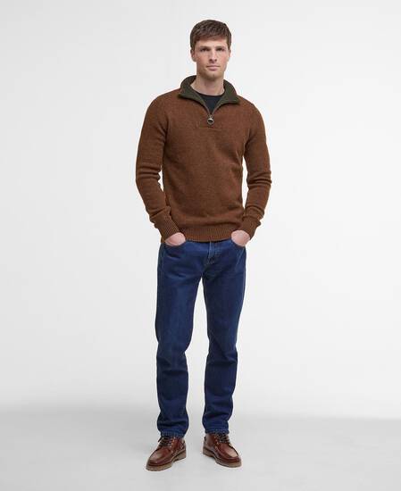 Nelson Essential Half-Zip Jumper Dark Sand