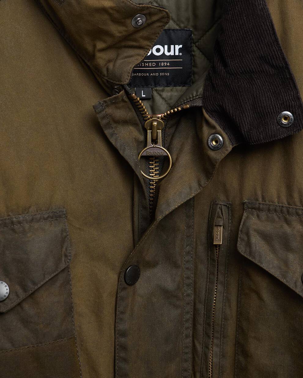 Barbour Re-Loved Sapper Waxed Jacket - Size L Olive