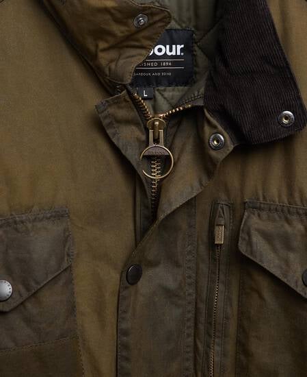Barbour Re-Loved Sapper Waxed Jacket - Size L Olive
