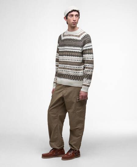 Pullover Hase Fair Isle Rundhalsausschnitt Whisper White