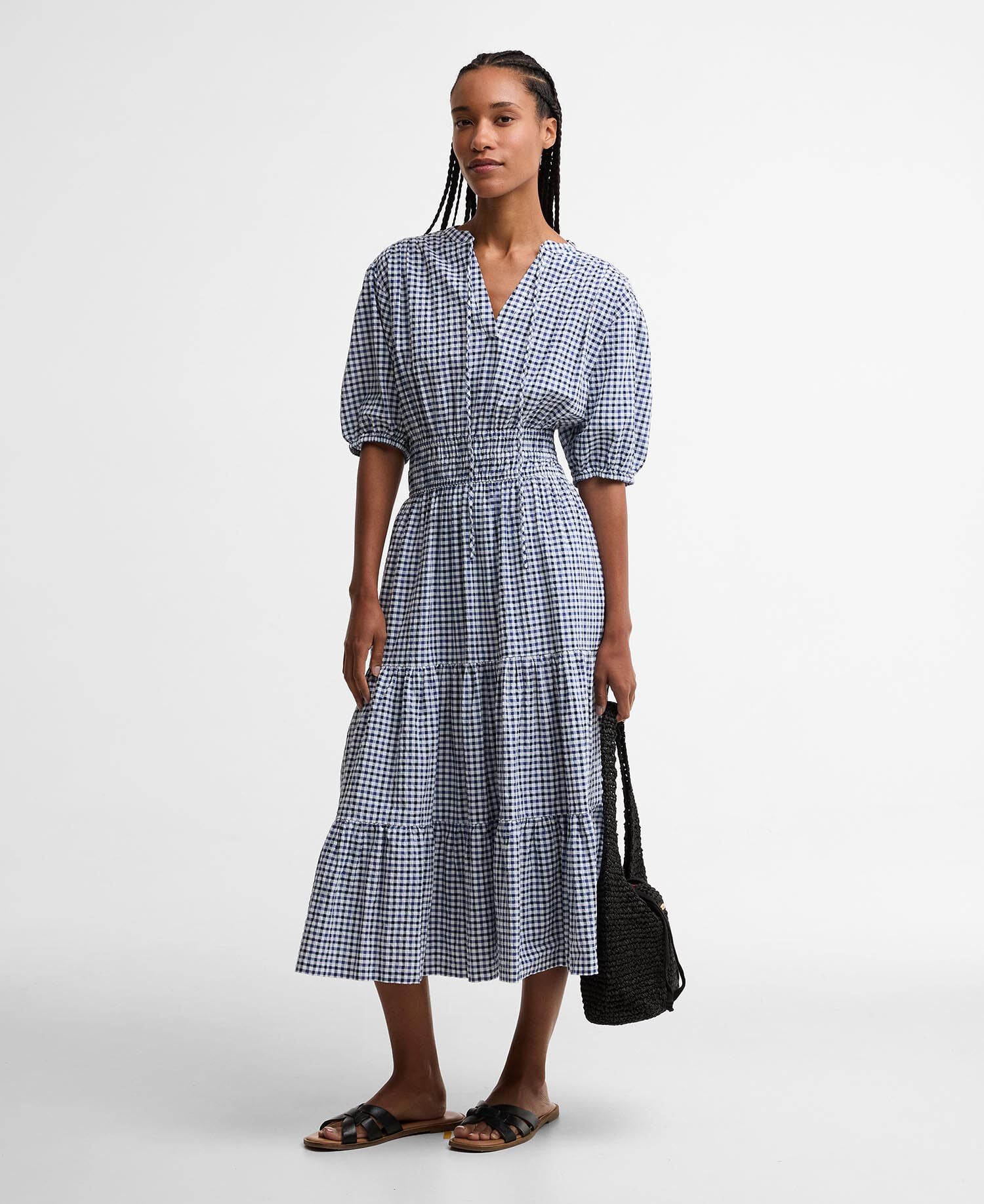 Ashwell Gingham Tiered Midi Dress Multi Gingham