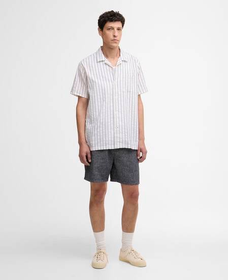 Park Seersucker Striped Short-Sleeved Shirt Whisper White