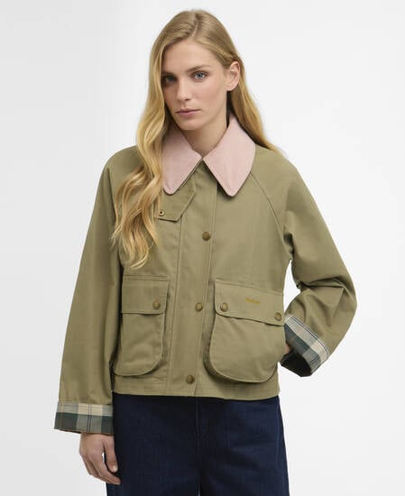 Cropped Beadnell Casual Jacket Bleached Olive/Ancient/Gardenia