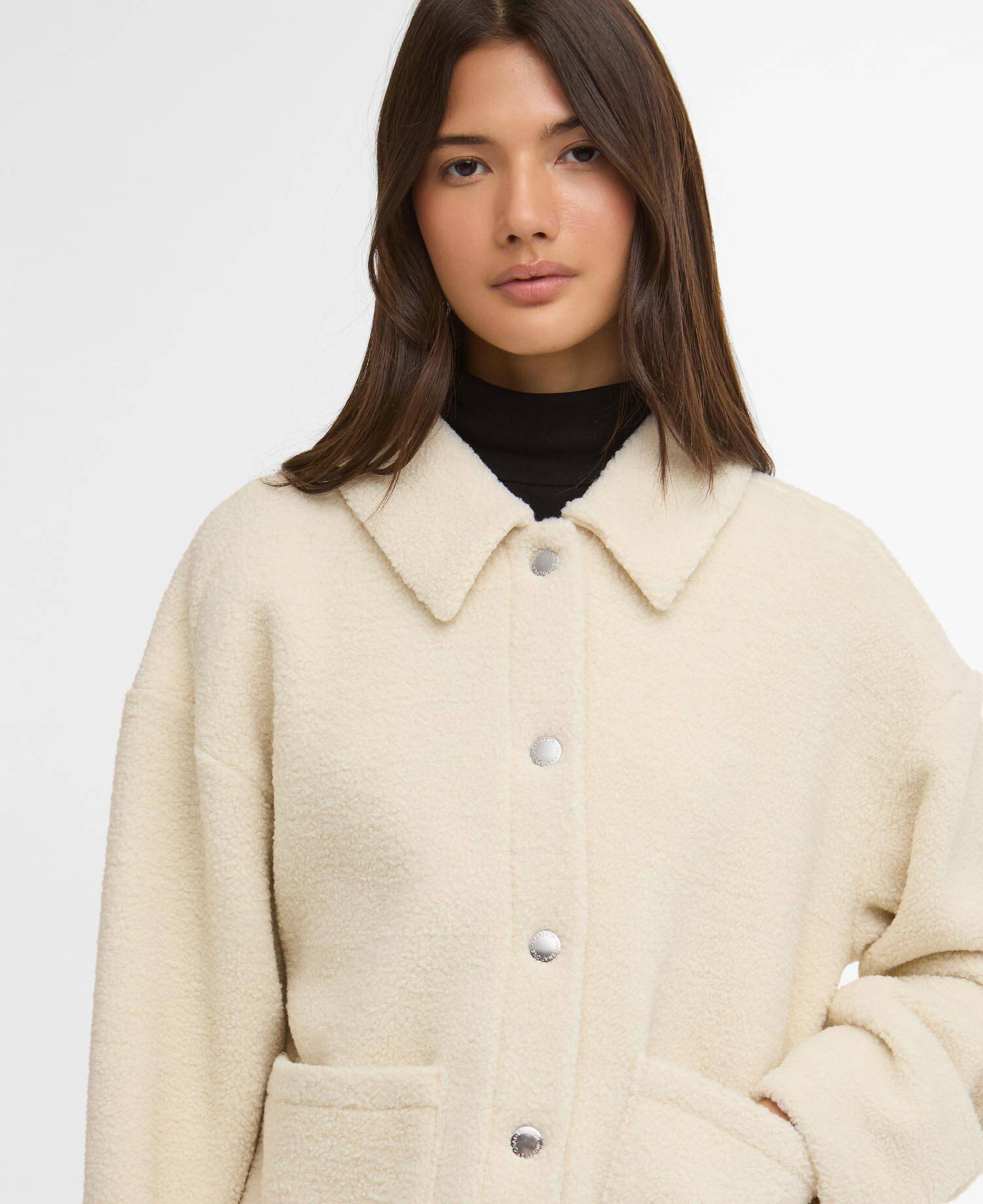 Rae Fleece Overshirt Bone White image number 3