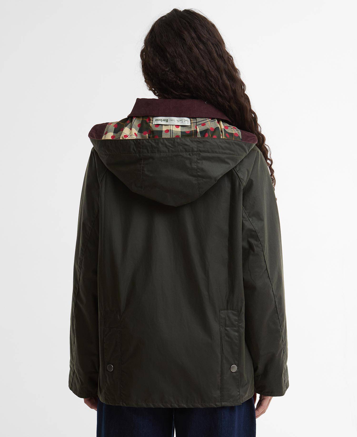 Paul Smith Loves Barbour Women's Bedale Waxed Jacket Archive Olive/ Ancient/Winterberry image number 2