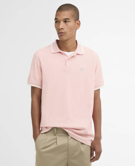 Ferriby Tailored Polo Shirt Silver Pink