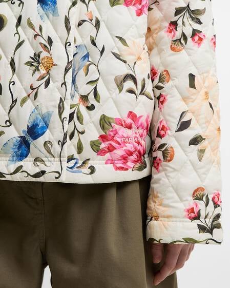 Barbour FARM Rio Azelia Quilted Jacket Cream Spring Petal\Flower Cream