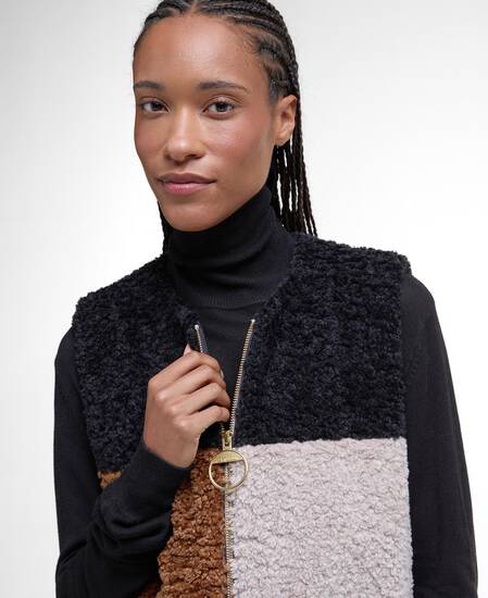 Gilet in pile Cathy Natural/Camel/Black