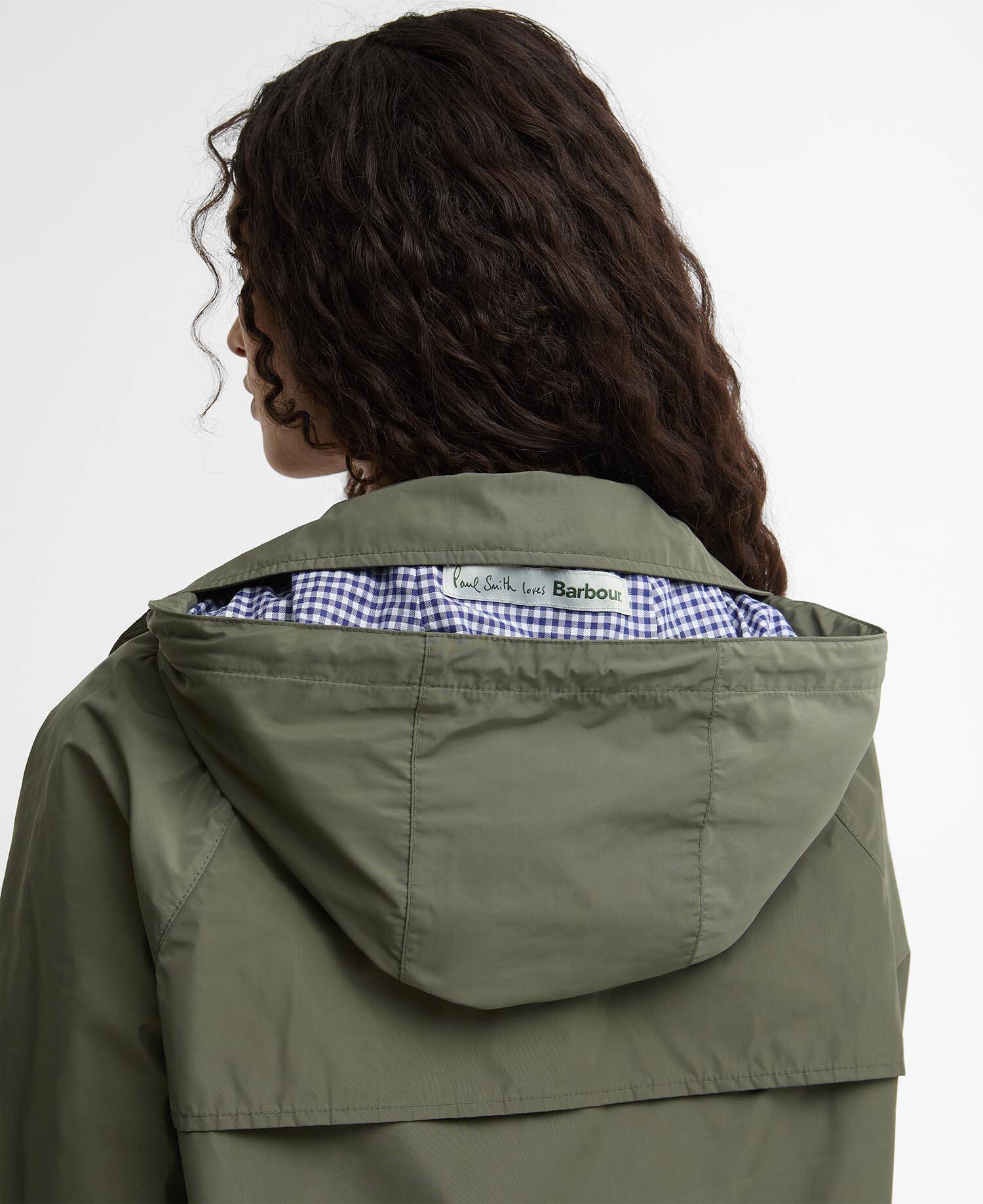 Paul Smith Loves Barbour Broomhill Showerproof Jacket Dusky Khaki/Navy/White Gingham image number 6