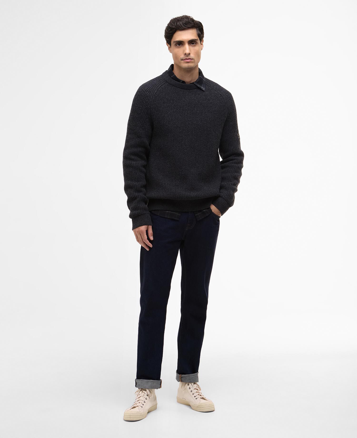 Chester Crew Knit Jumper Charcoal Marl