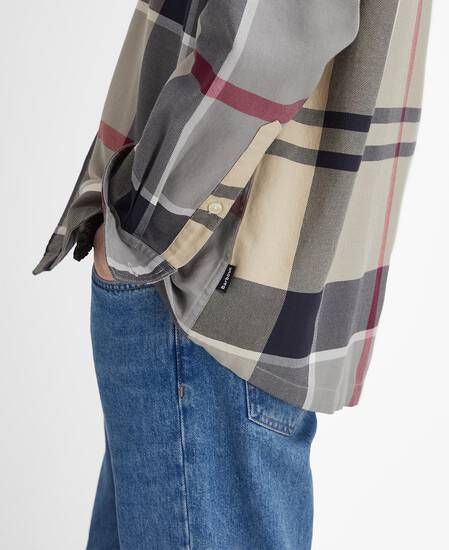 Renford Oversized Long-Sleeved Tartan Shirt Dress Tartan