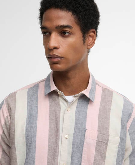 Portwell Striped Regular Short-Sleeved Shirt Pink
