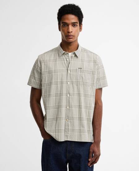 Carrock Checked Seersucker Short-Sleeved Shirt Whisper White