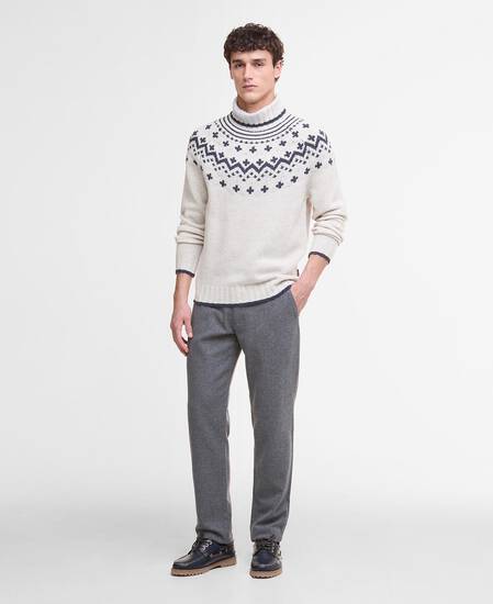 Hewton Fair Isle Roll Neck Jumper Whisper White
