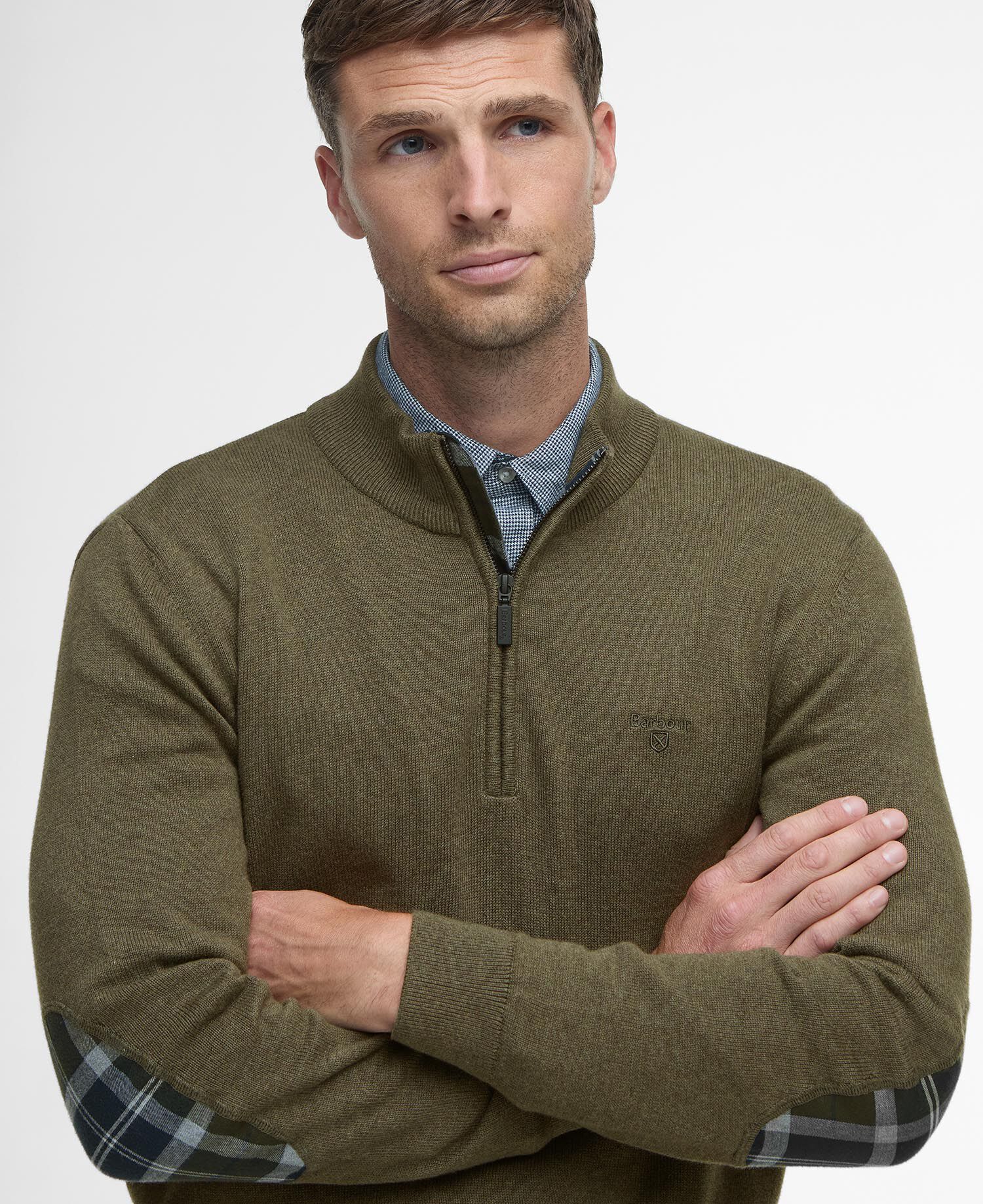 Avoch Quarter-Zip Jumper Olive Marl