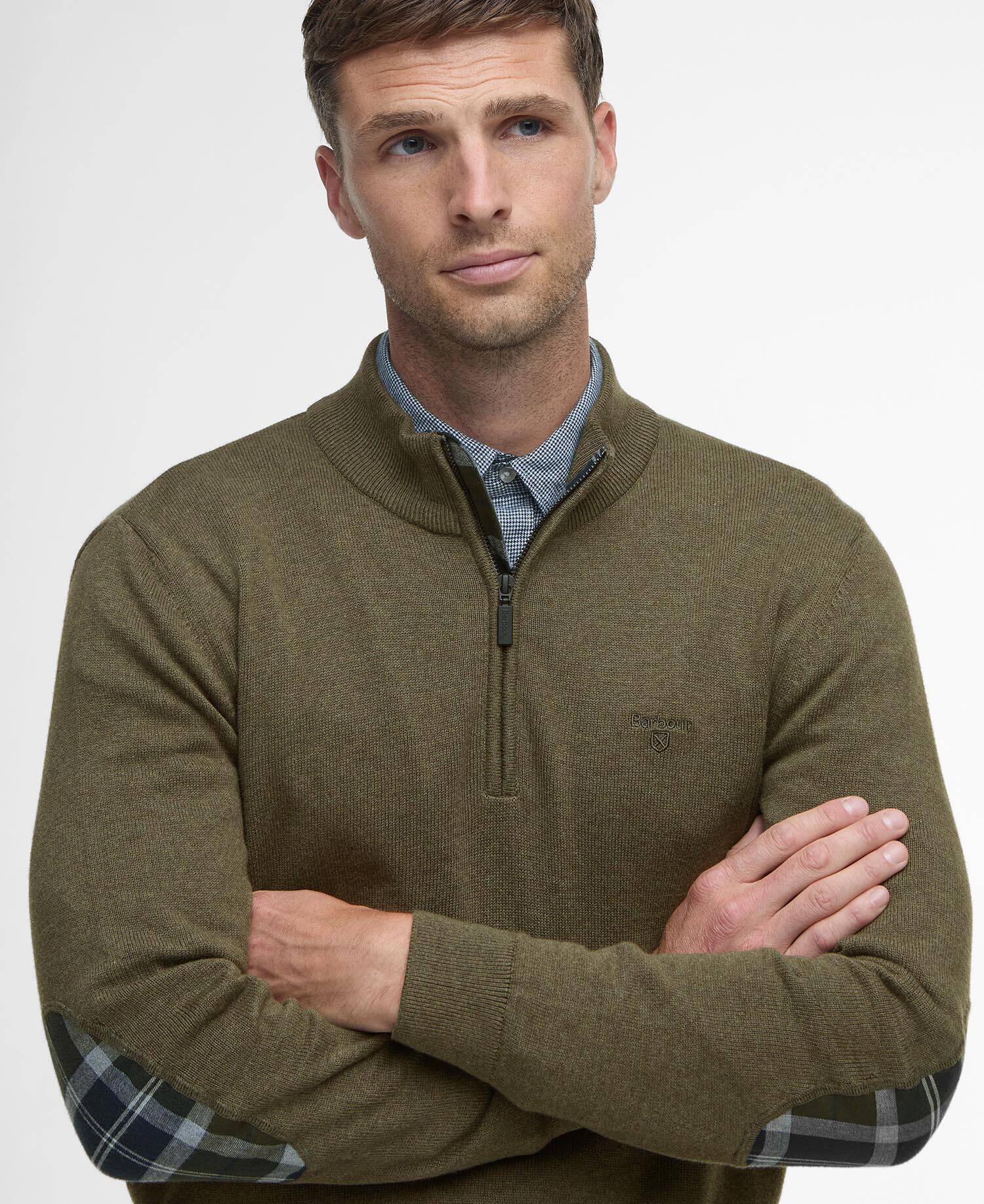 Avoch Quarter-Zip Jumper Olive Marl image number 3