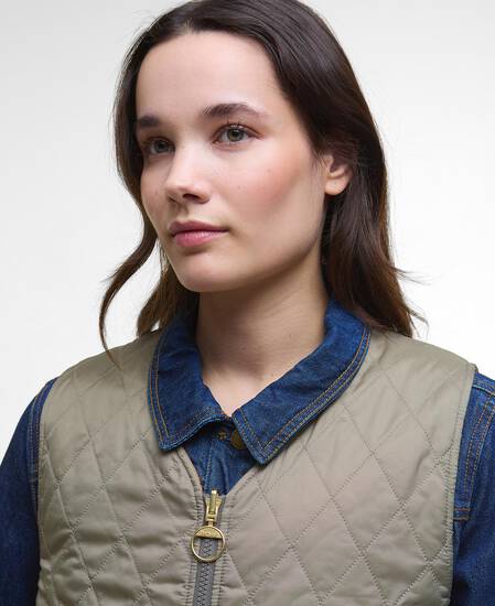 Gilet trapuntato reversibile My Barbour Timberwolf/Marigold