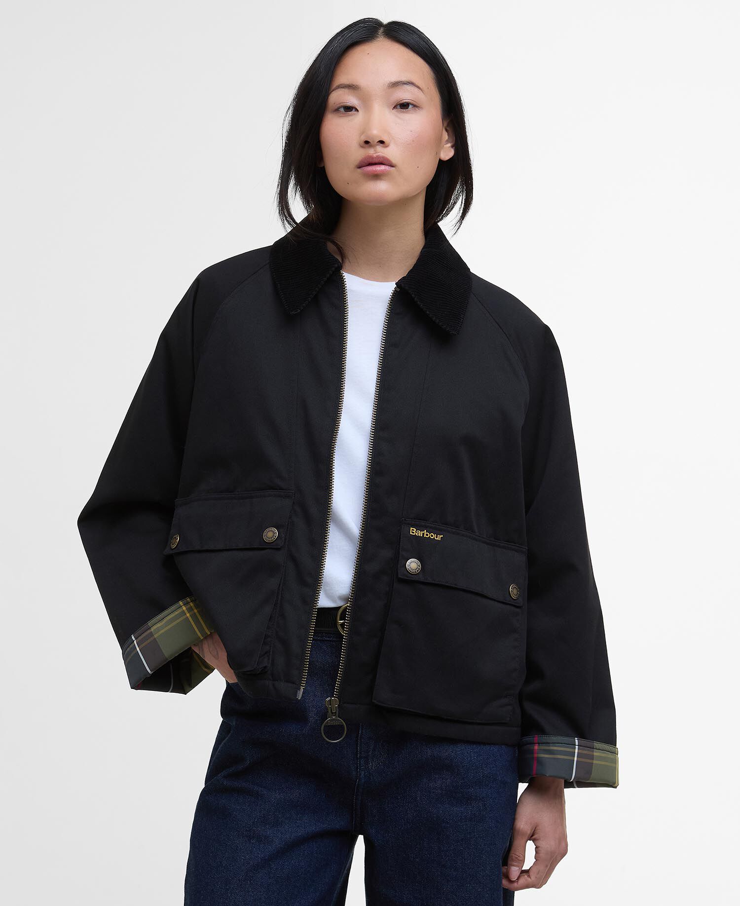 Barbour Winnie ノーカラー ジャケット ブラック 8 Buy Winnie Casual Jacket for N/A 0.0 | BARBOUR_ROW