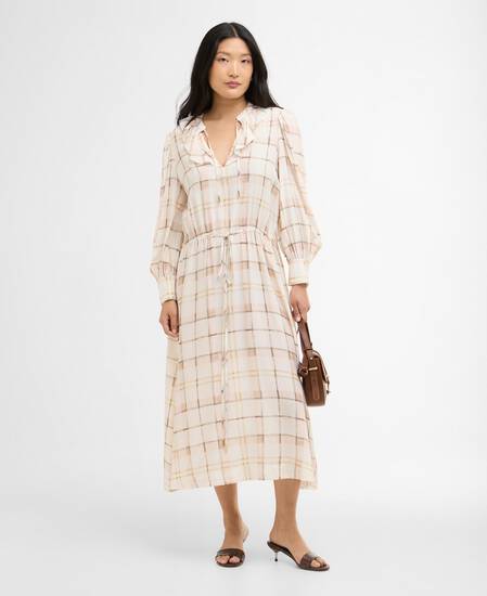 Asker Check Midi Dress Silver Peony Painted Check