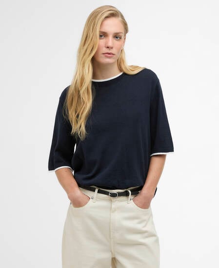 Verona Knitted T-Shirt Dark Navy/Cloud