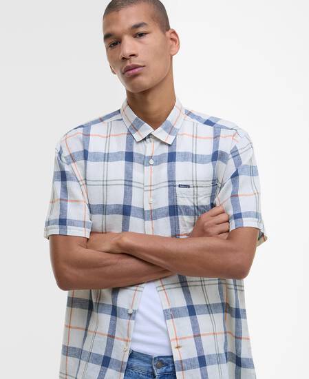 Croft Short-Sleeved Shirt Sea Haze Tartan