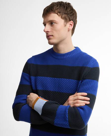 Paul Smith Loves Barbour Southwold Striped Crew Neck Jumper Dark Navy