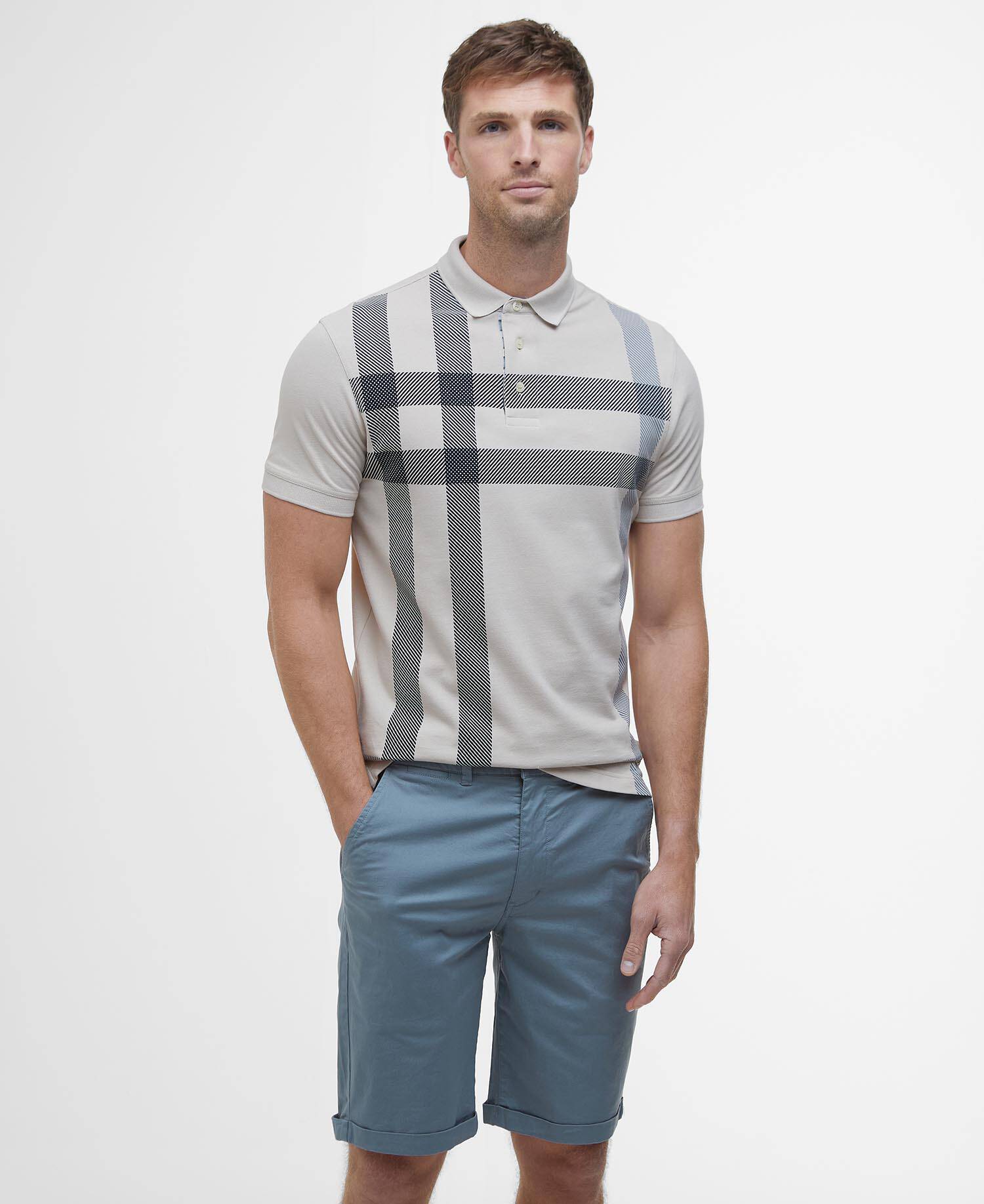 Blaine Tartan Short-Sleeved Polo Shirt Mist image number 0