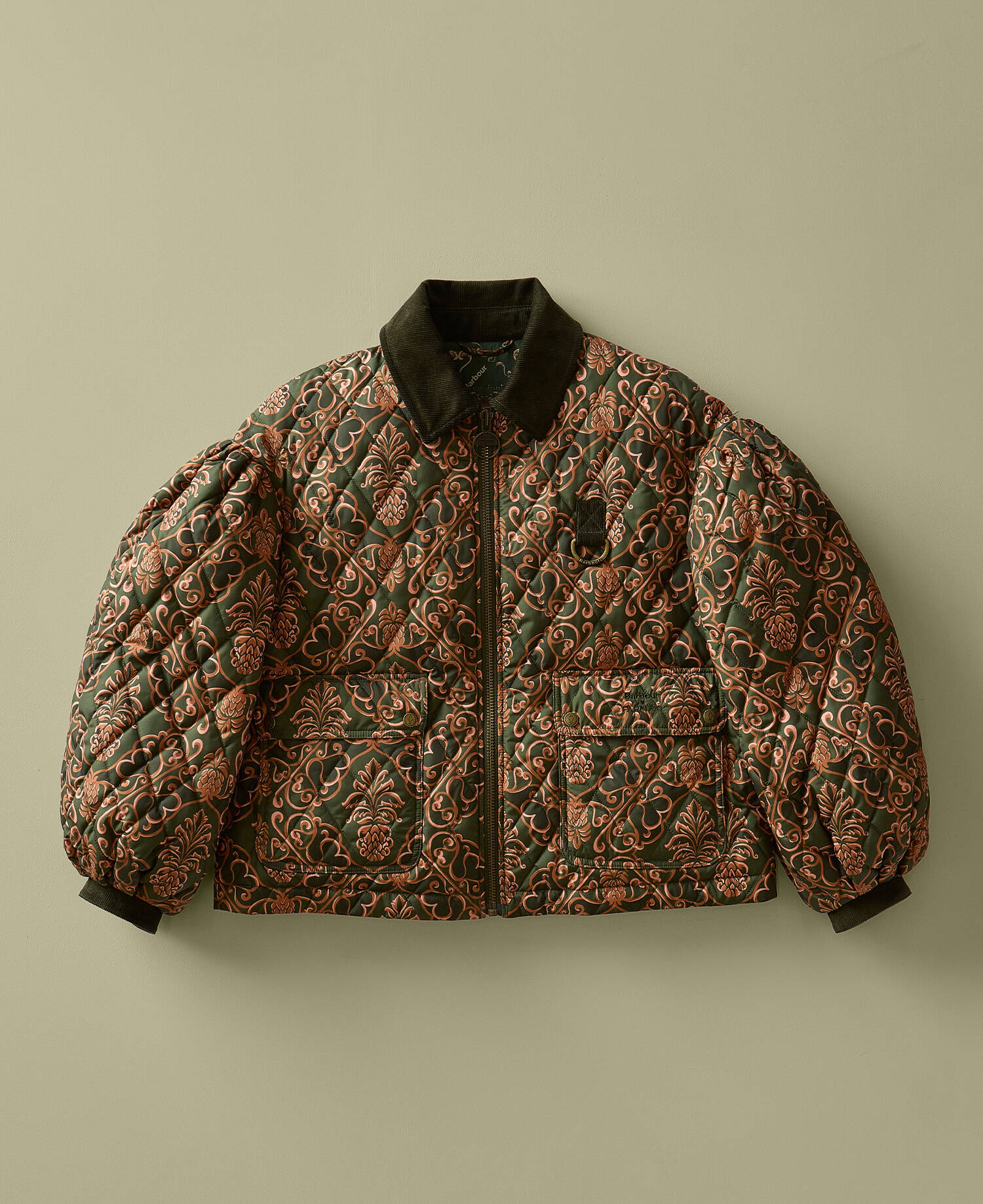 Barbour FARM Rio Luisa Quilted Jacket Pineapple/Green Heart Print image number 0