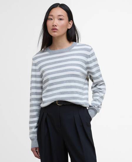 Lois Striped Crew Neck Jumper Cloud/Light Grey Marl Stripe
