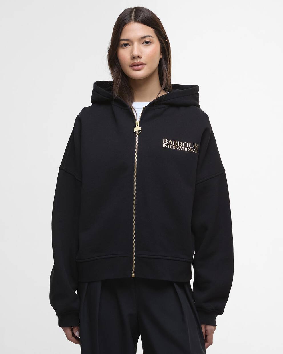 Felpa con cappuccio e chiusura a zip Lana