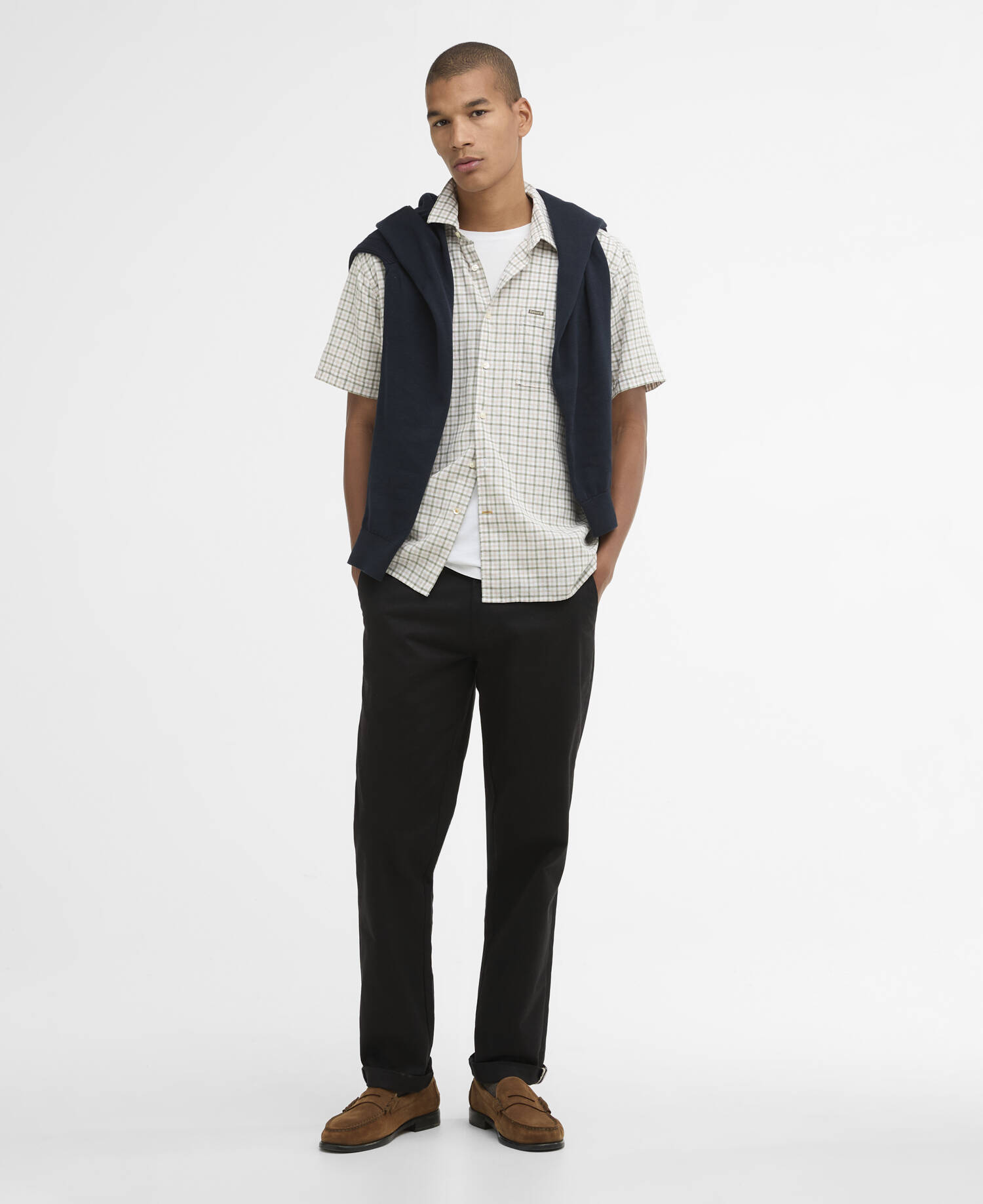 Nelson Gingham Short-Sleeved Shirt Stone image number 1