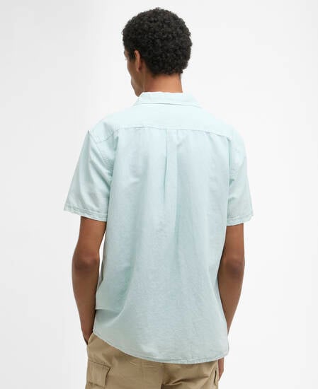 Landkey Overdyed Regular Short-Sleeved Shirt Mint Blue