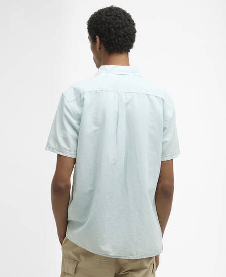 Kurzarmhemd Landkey Overdyed Regular Mint Blue