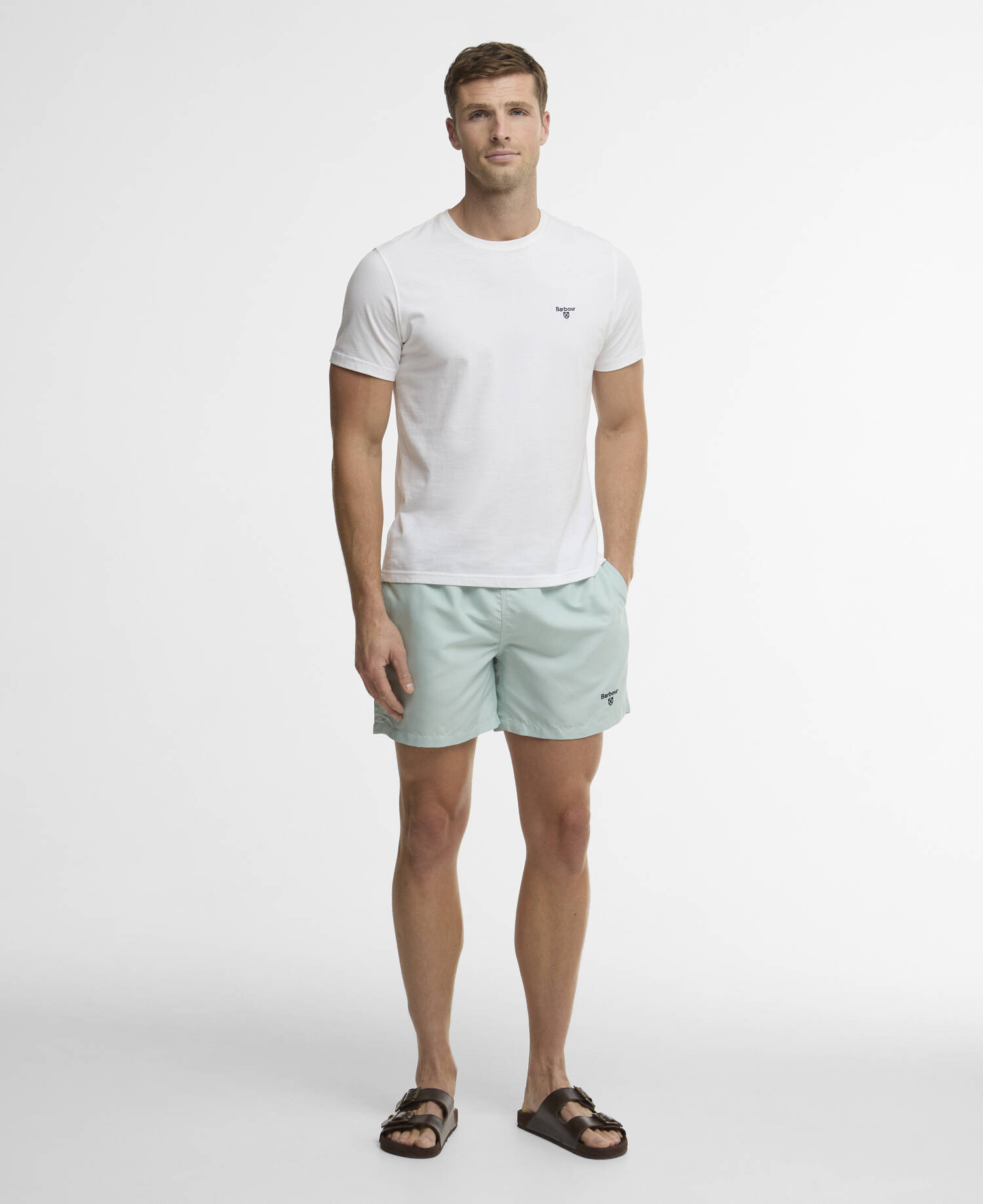 Water Reactive Leaf Print Swim Shorts Mint Blue image number 0